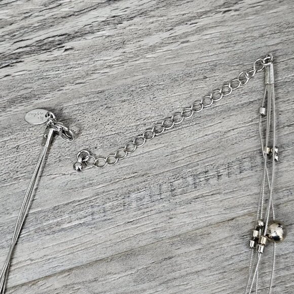 Lia Sophia Kinetic Vintage Mod Silver Tone 5-Strand Wire Floating Beads Necklace - Picture 6 of 6